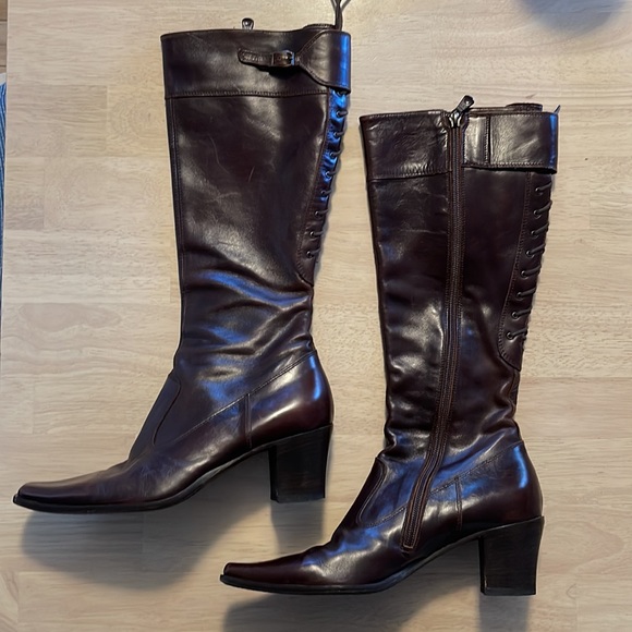 Nero Giardini Tall Brown Leather Boots, Woman Size 6.5 - Picture 9 of 16